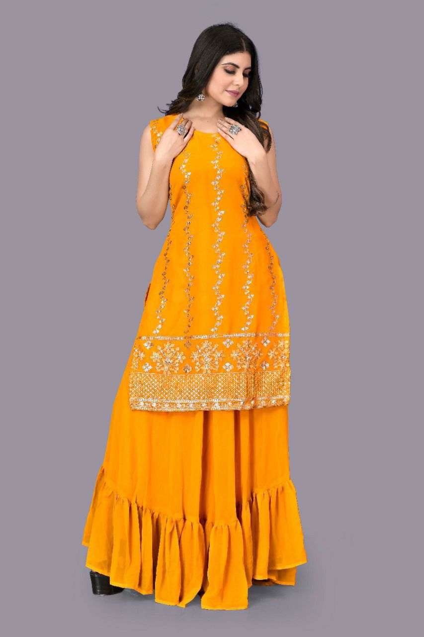 Georgette with fancy work Kurti with fancy Lehenga collectio...