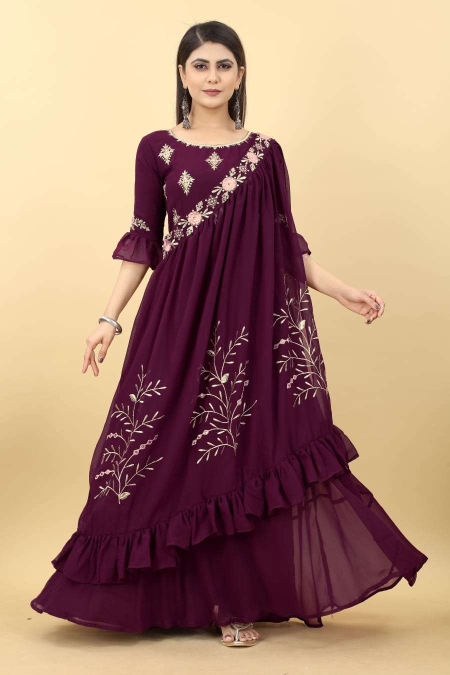 Georgette with Heavy Embroidery Sequence work Designer Gown ...