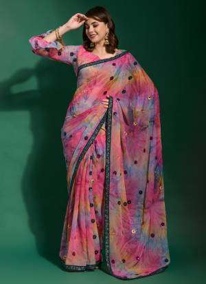 Georgette with Multi Color Shades fancy saree collection