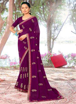 Georgette with Zari Embroidery work fancy Saree collection a...