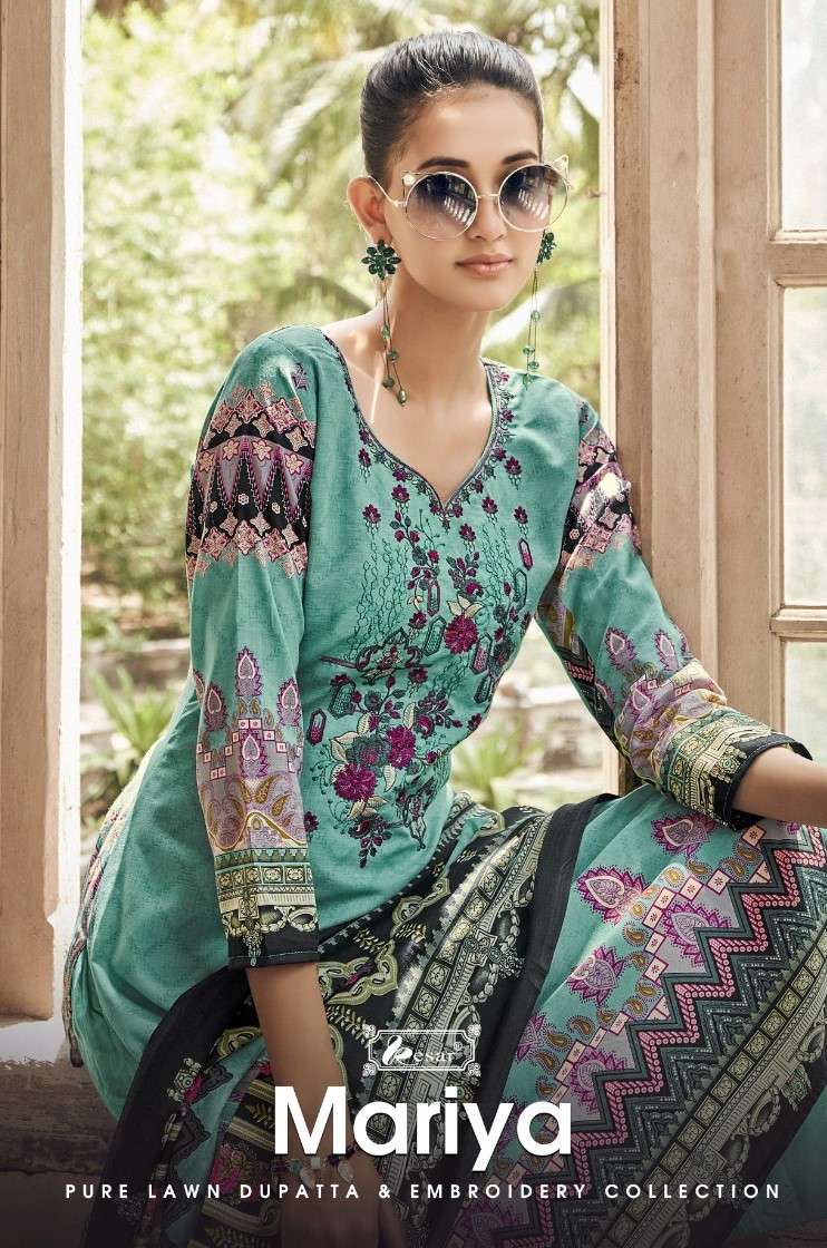 KESAR TRENDZ MARIYA PURE LAWN COTTON EMBROIDERY SALWAR KAMEE...