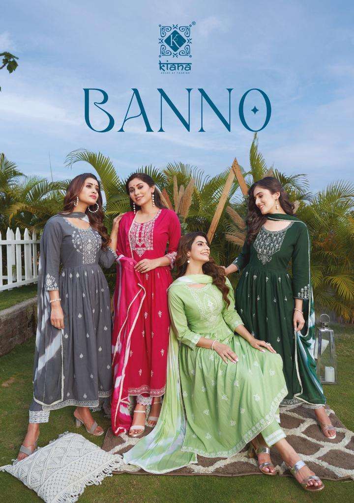 KIANA BANNO PURE COTTON EMBROIDERY READYMADE SUITS AT WHOLES...