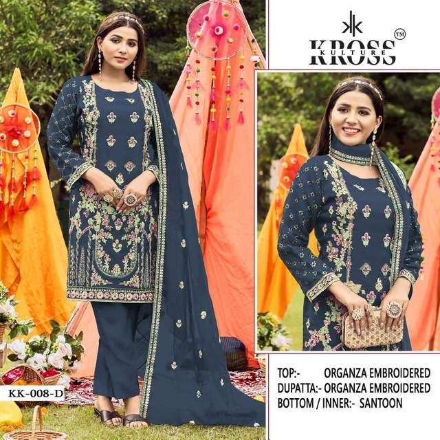 KROSS KULTURE KK 08 HEAVY ORGANZA EMBROIDERY PAKISTANI SUITS...