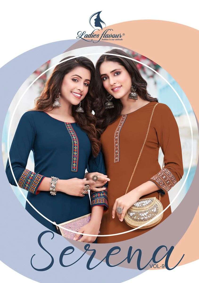 LADIES FLAVOUR SERENA VOL 9 RAYON EMBROIDERY KURTIS AT WHOLE...