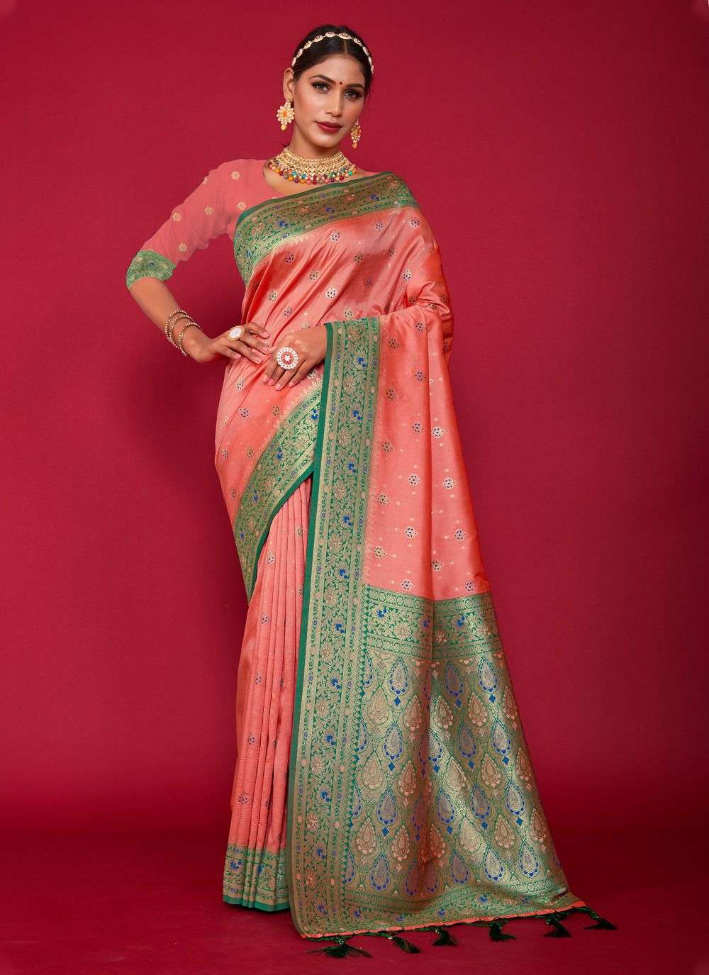 Lalpari SIlk with fancy Look weaving design saree collection...