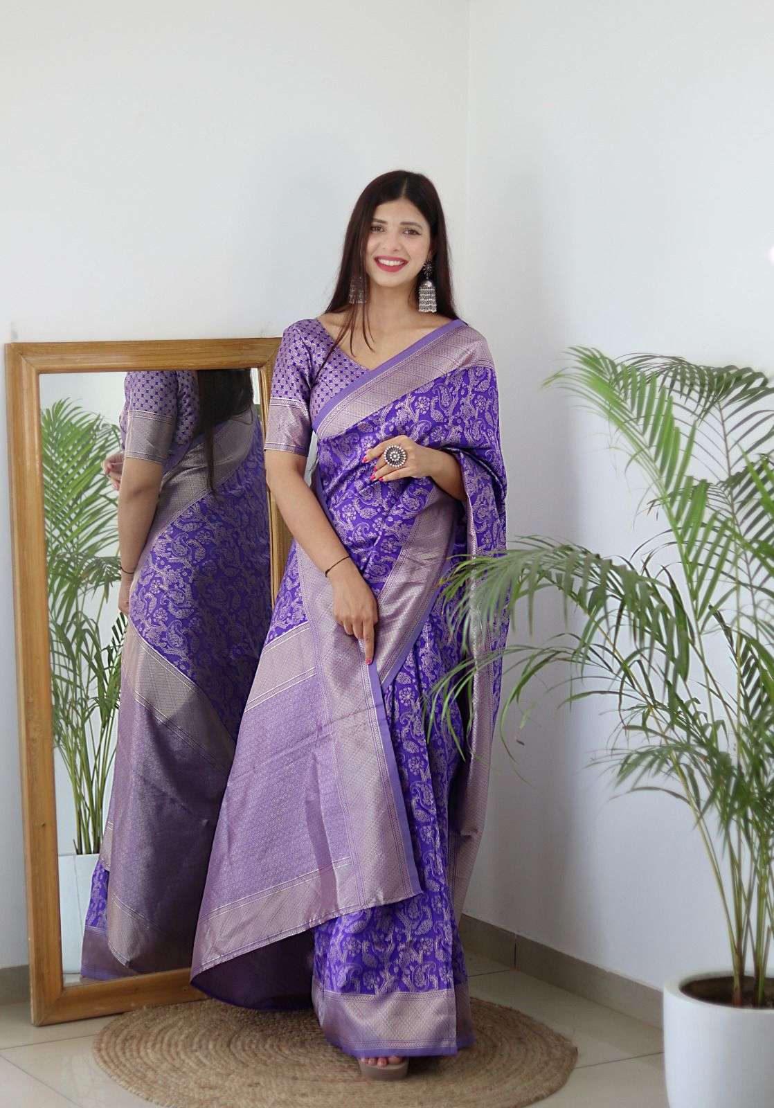 Lavender Color Soft Banarasi silk with Fancy Weaving Design ...