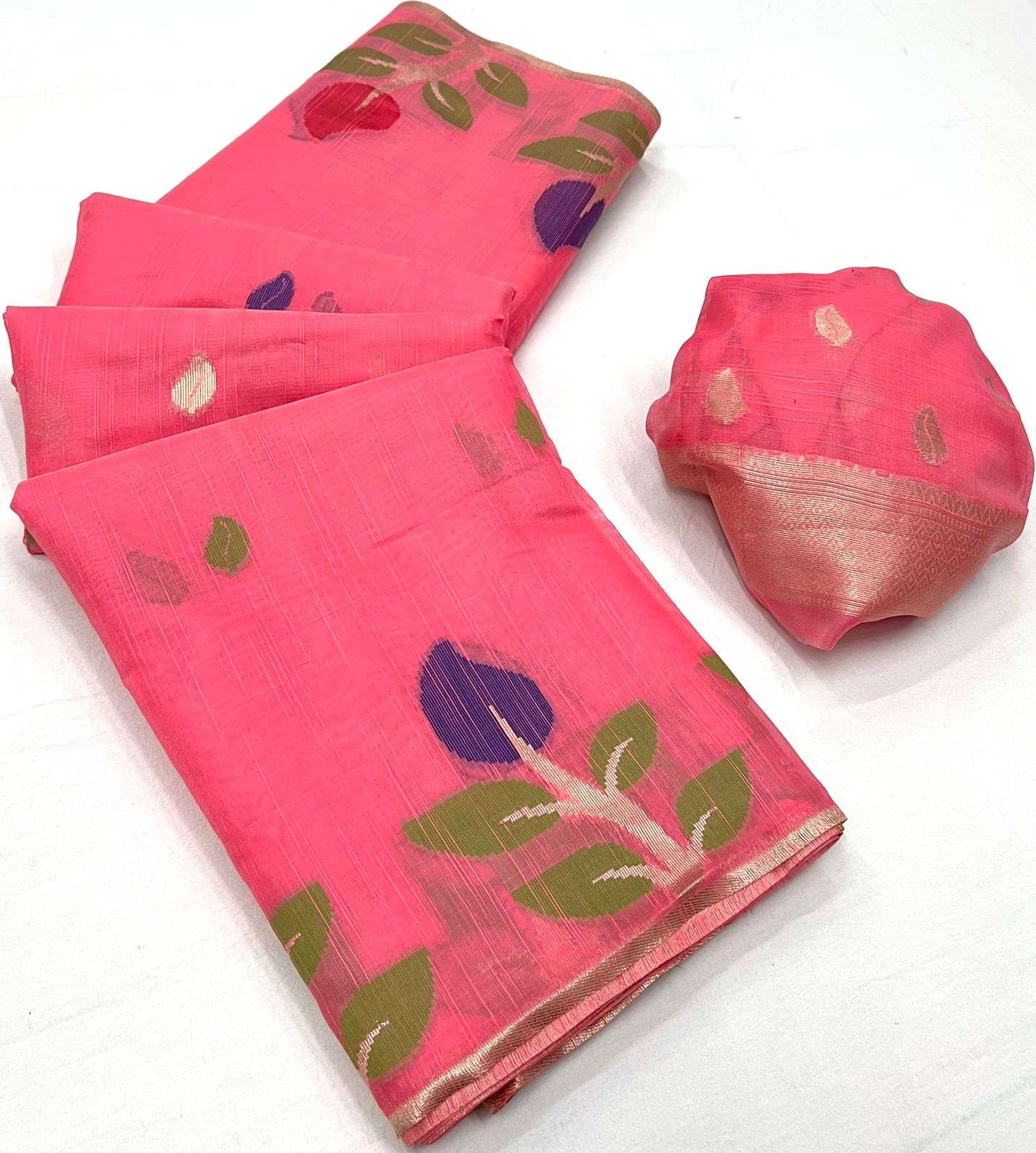 linen silk with Minakari Printed fancy look saree collection