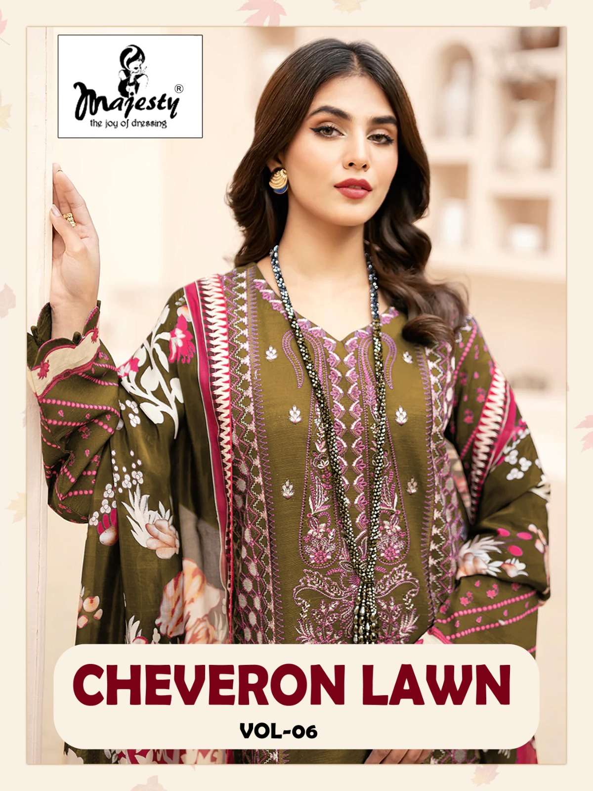 MAJESTY CHEVERON LAWN VOL 6 PURE COTTON SALWAR KAMEEZ WHOLES...