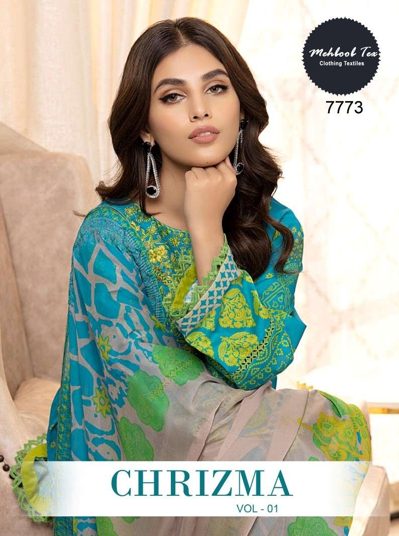 MEHBOOB TEX CHARIZMA VOL 1 PURE COTTON PRINT WITH EMBRODERY...