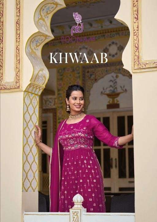 POONAM DESIGNER KHWAAB PURE GEORGETTE EMBROIDERY GOWNS AT WH...