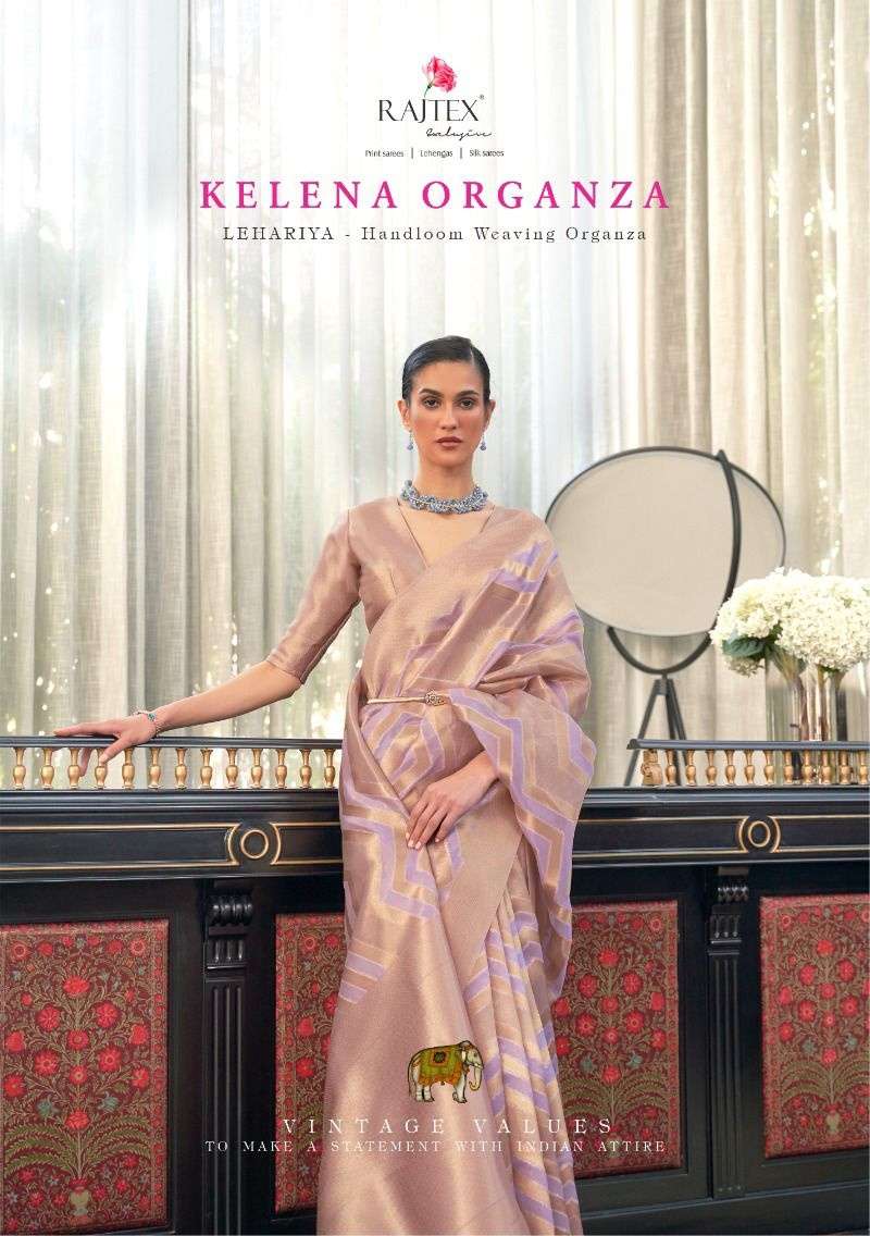 Rajtex Kelena Organza With Fancy Laheriya printed saree coll...