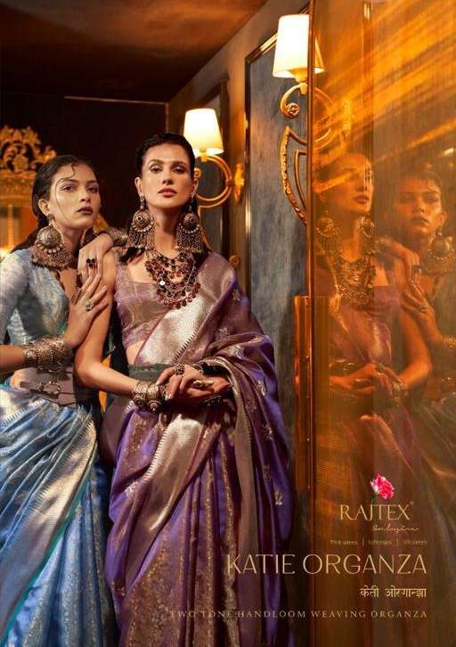 Rajtex Sarees Katie organza Silk with weaving design saree c...