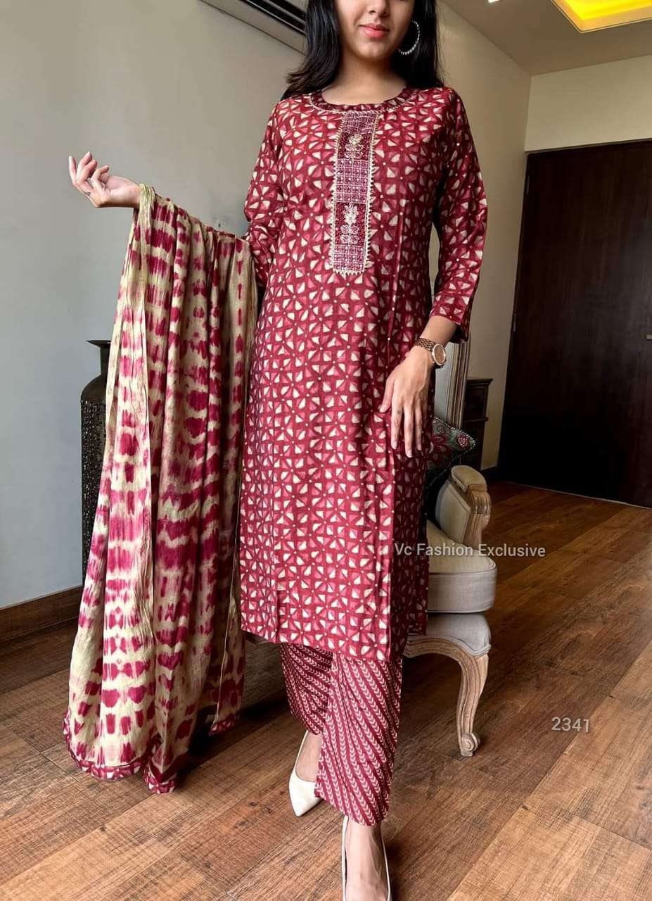 Regular wear rayon with printed readymade suit collection