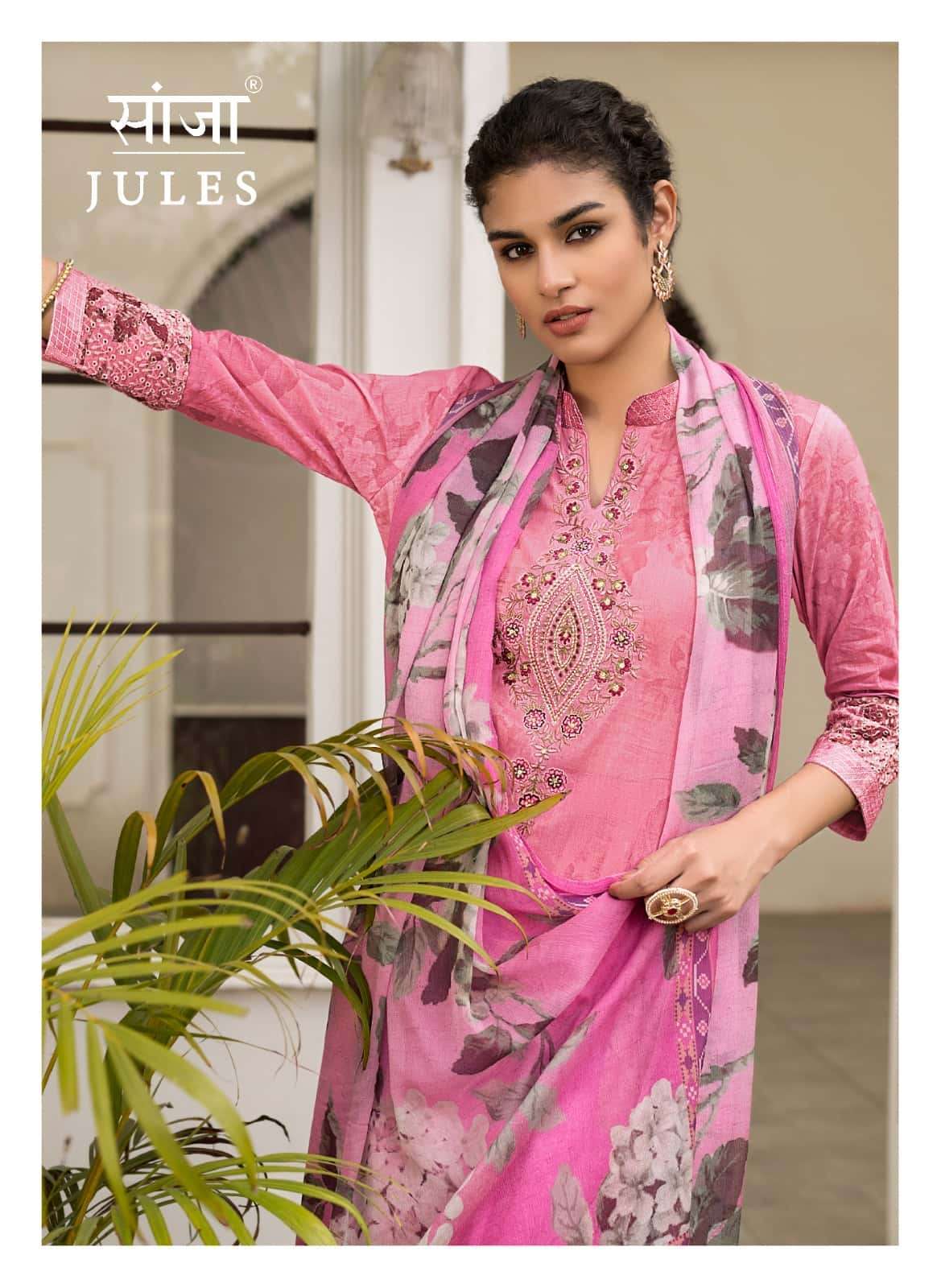 SAANJA JULES COTTON DIGITAL PRINT EMBROIDERY SUITS WHOLESALE...