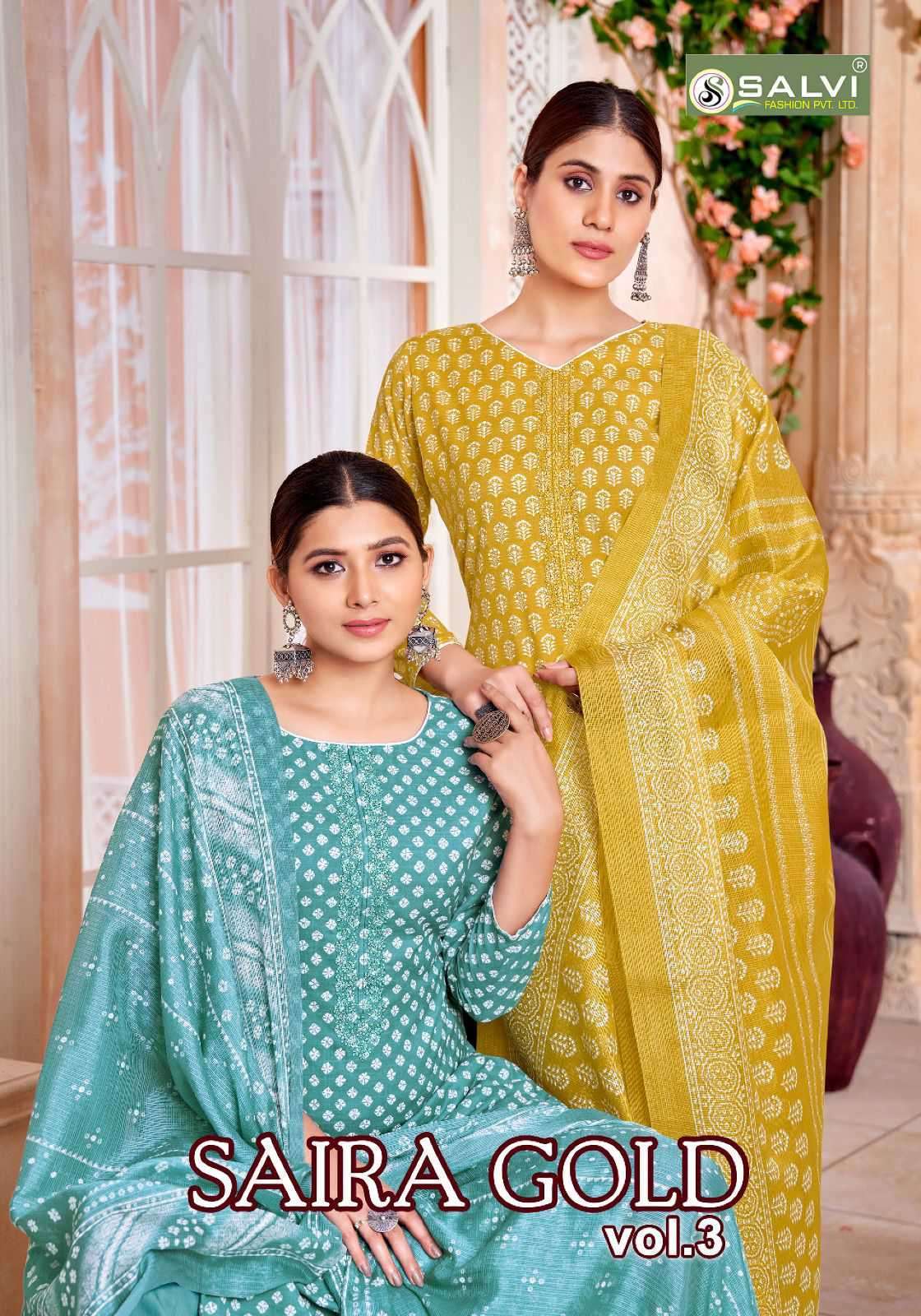 SALVI FASHION SAIRA GOLD VOL 3 COTTON PRINTED EMBROIDERY SAL...