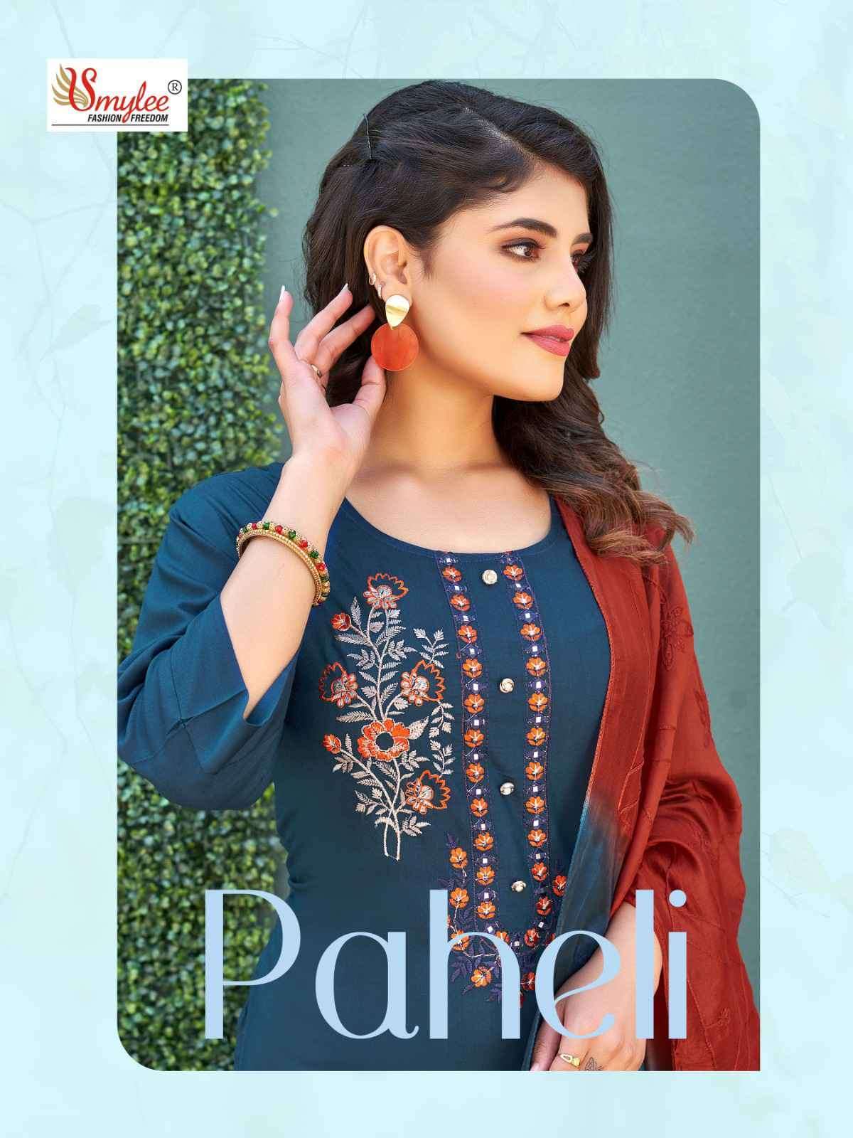 SMYLEE PAHELI HEAVY SILK WITH EMBROIDERY STITCHED SUITS AT W...
