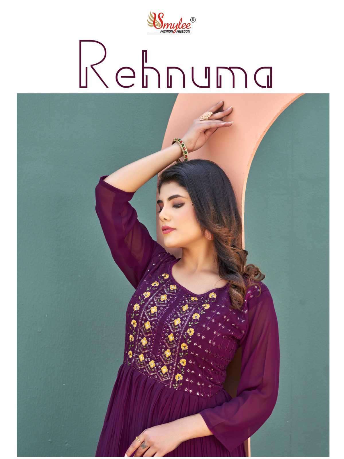 SMYLEE REHNUMA HEAVY GEORGETTE EMBROIDERY GOWNS AT WHOLESALE...