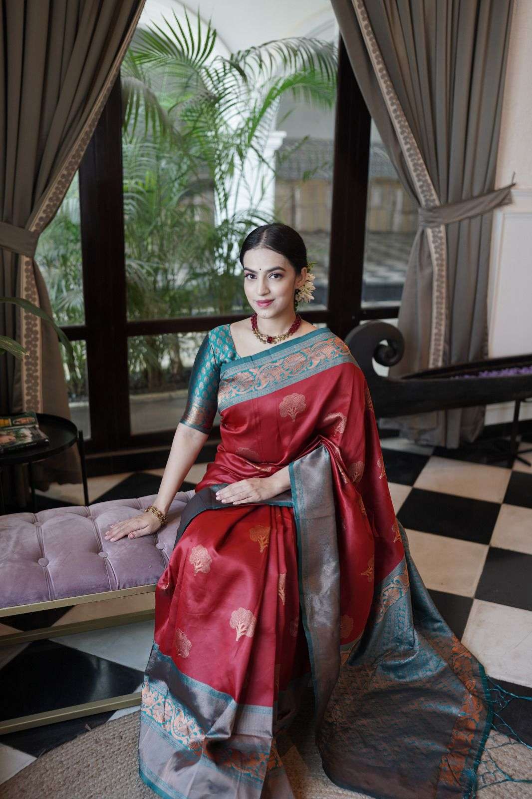 Soft Banarasi silk Red color with fancy Weaving Design Saree...