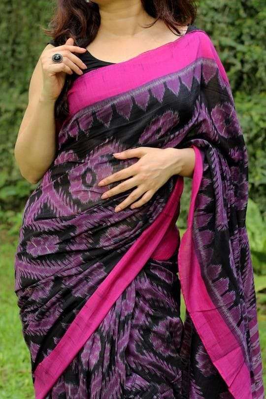 Summer wear Linen with digital print simple saree best onlin...