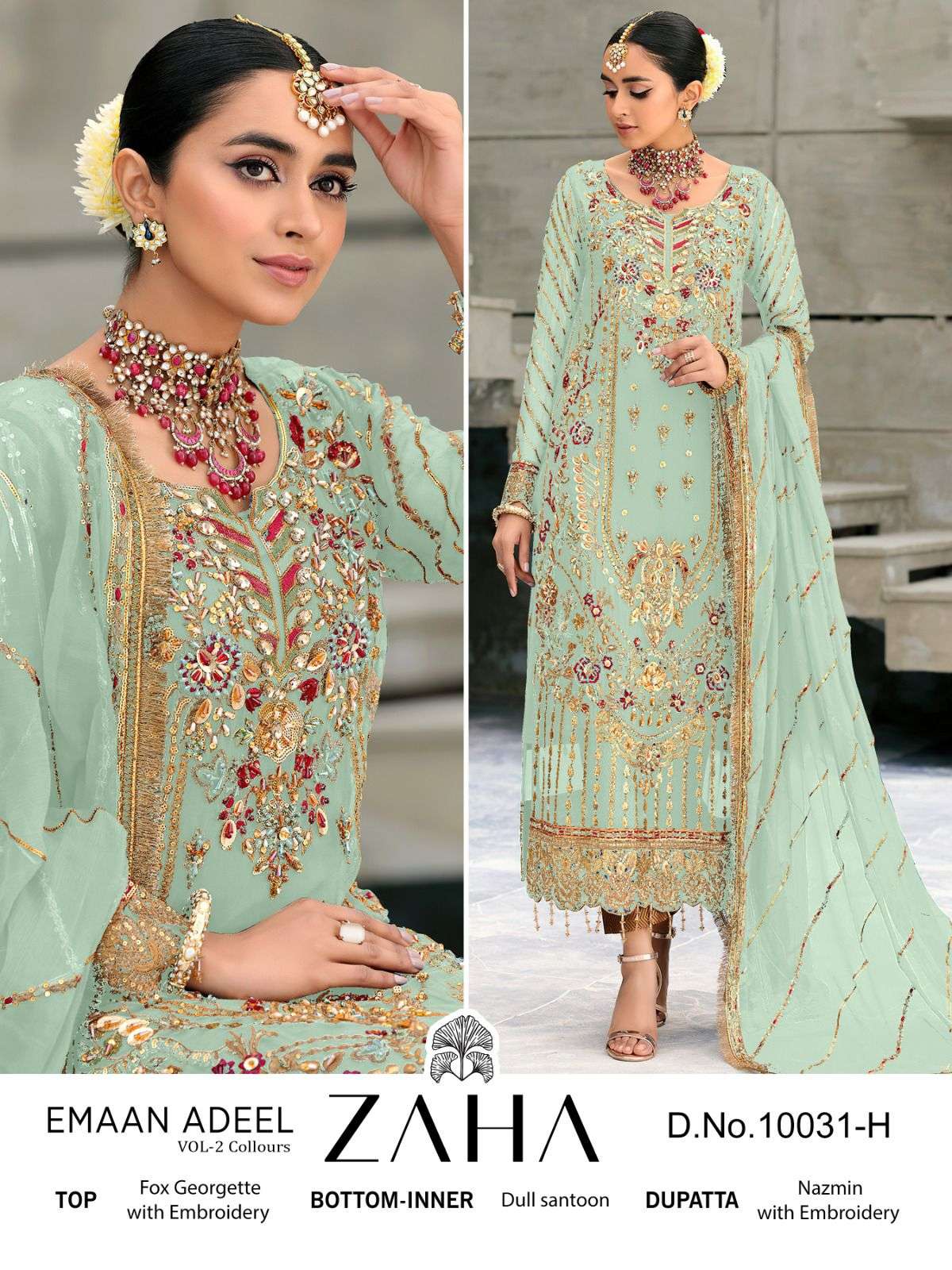 ZAHA EMAAN ADEEL VOL 2 COLOURS GEORGETTE WITH HEAVY EMBROIDE...