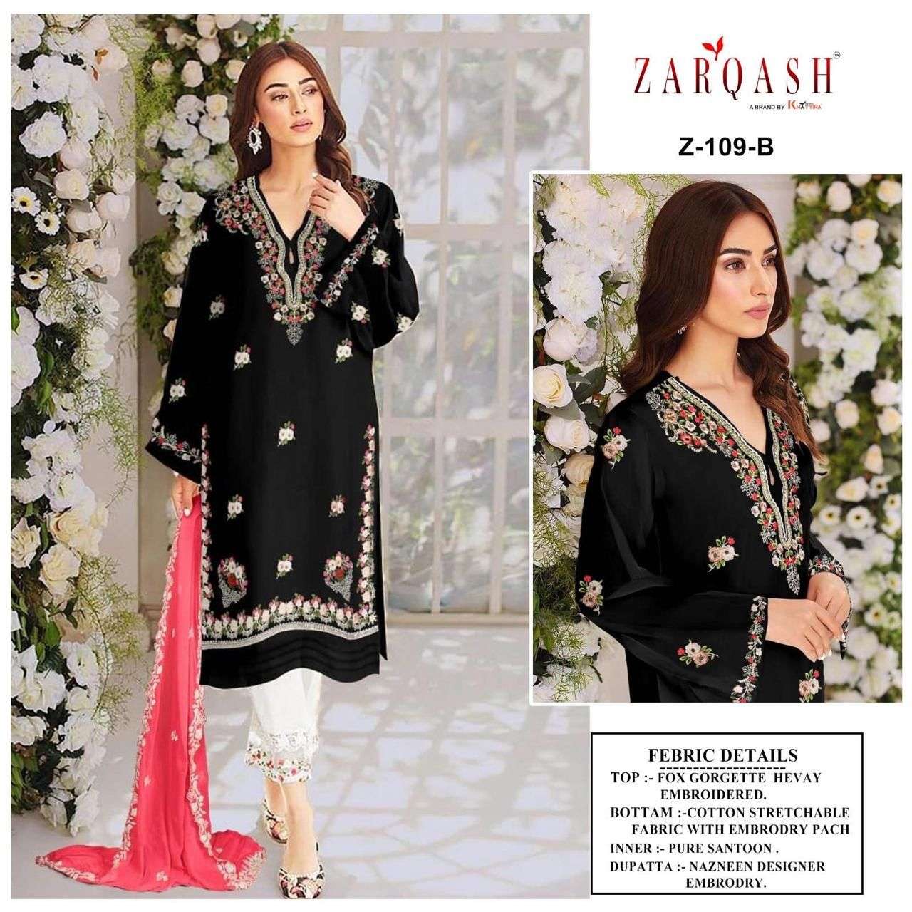 ZARQASH 109 FAUX GEORGETTE READYMADE SALWAR SUITS AT WHOLESA...