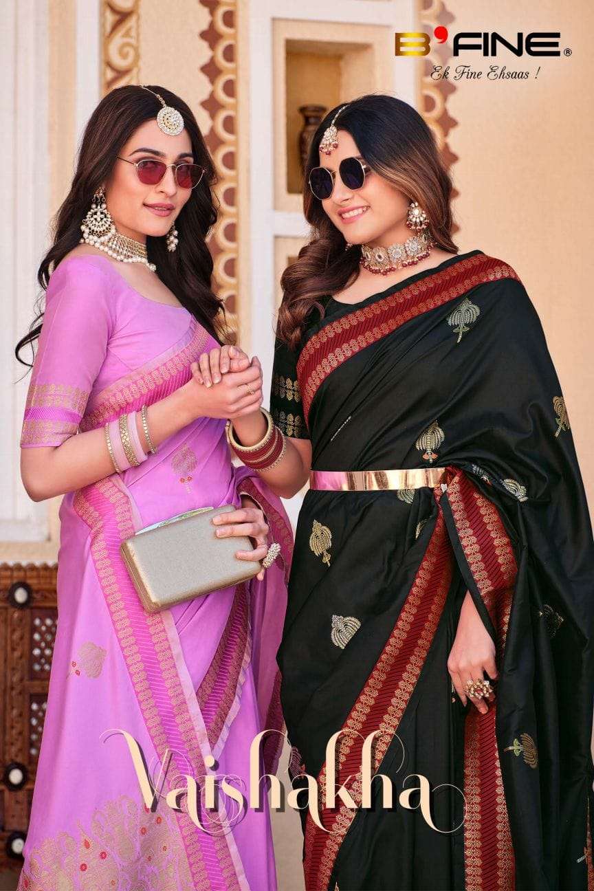 B fine Vaishakha Silk with Rich Look Weaving design saree co...