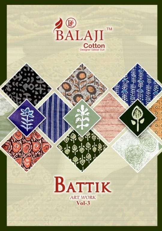 BALAJI BATTIK ARTWORK VOL 3 PURE COTTON PRINTED DRESS MATERI...