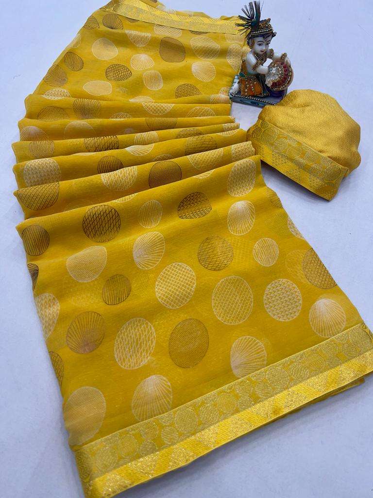 BIJLI Chiffon with Foil Printed fancy saree collection