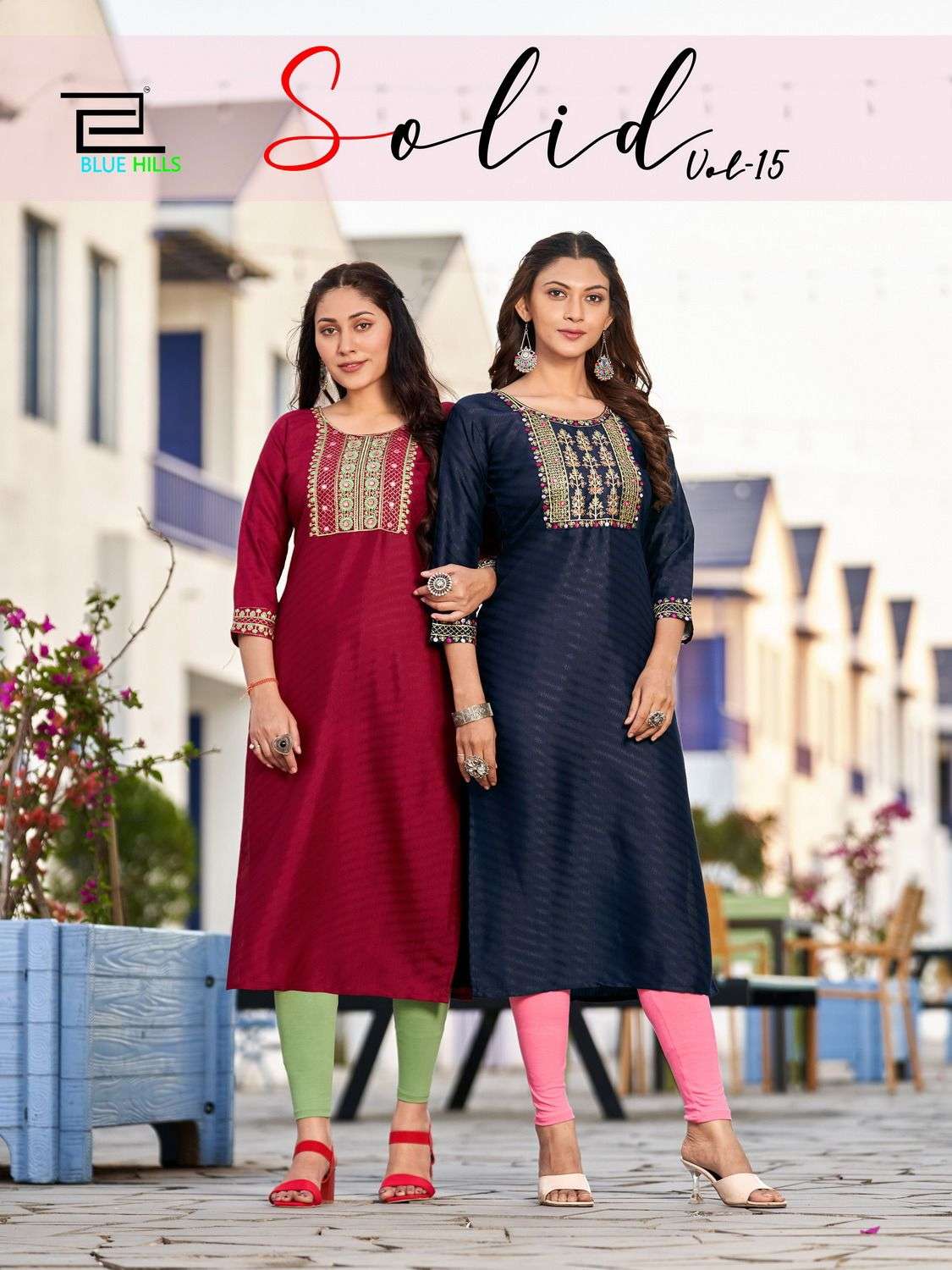 BLUE HILLS SOLID VOL 15 TWO TONE RAYON KURTIS AT WHOLESALE P...