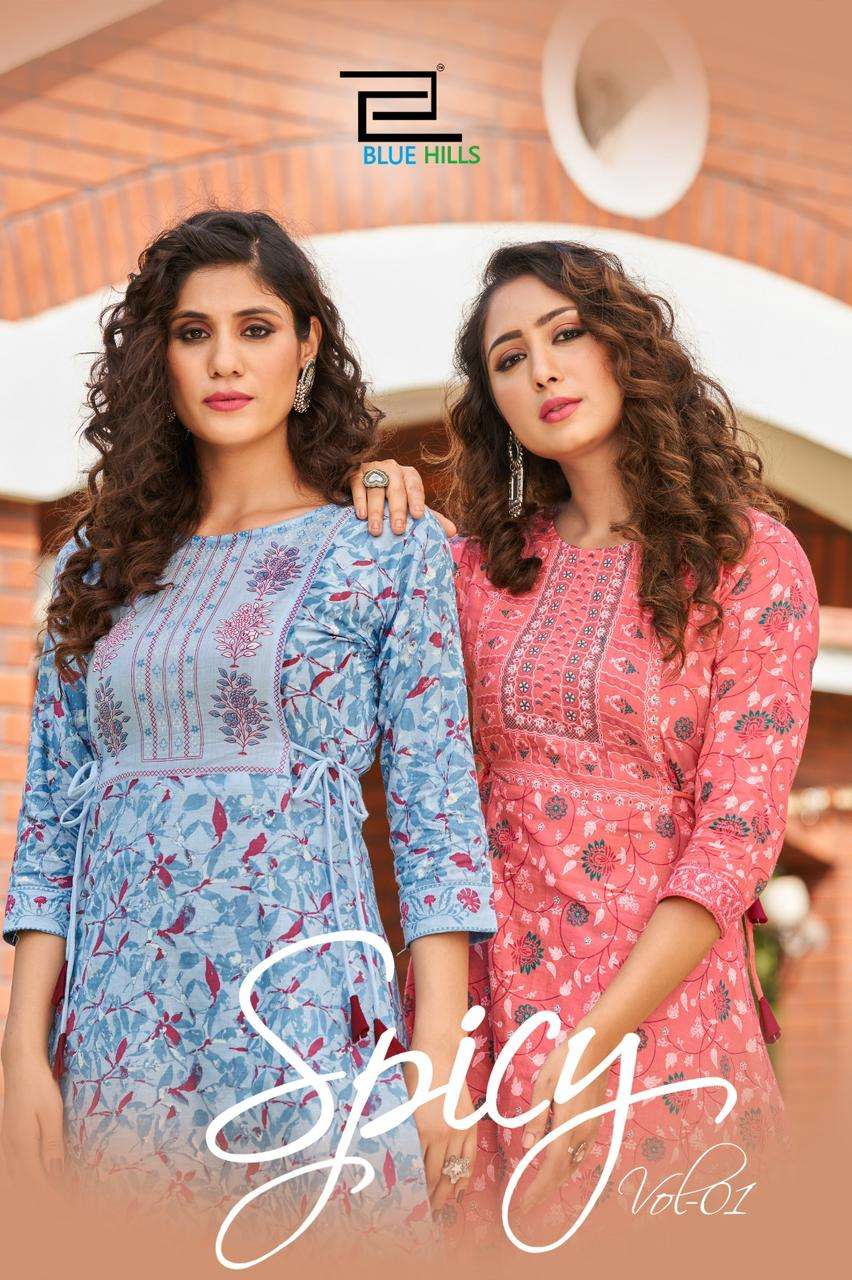 BLue Hills Spicy vol 1 Cotton with Printed fancy kurti colle...
