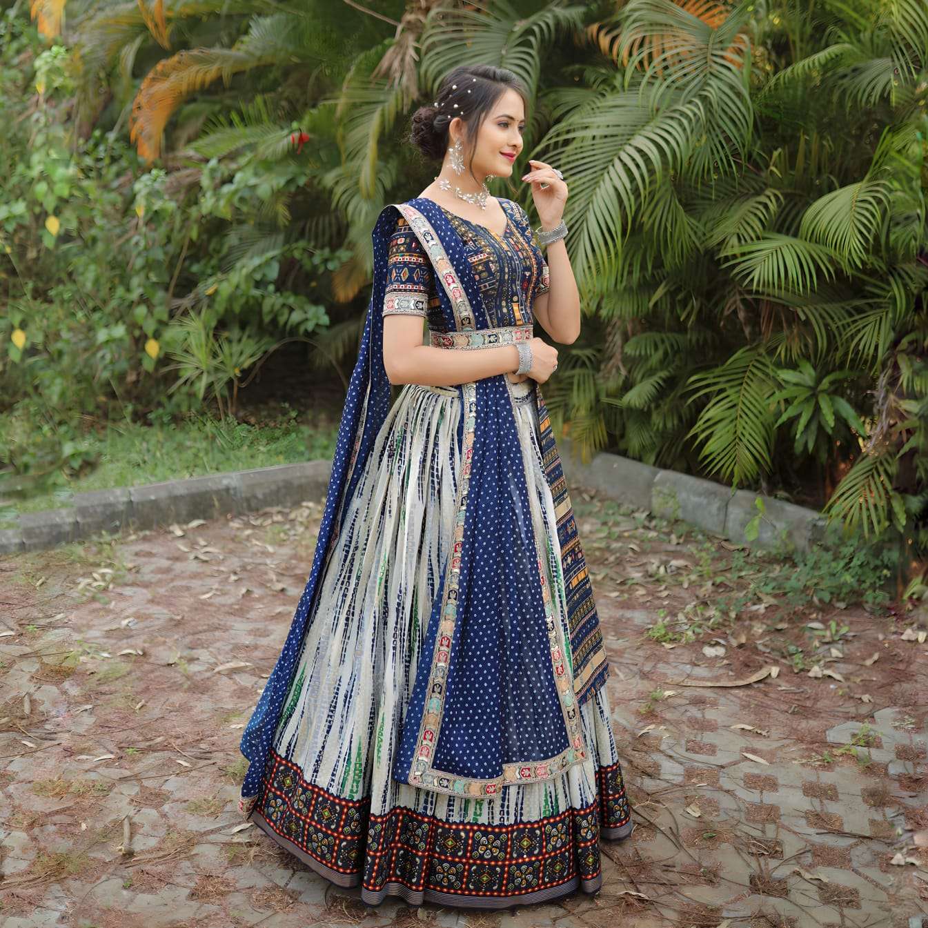 Blue Shade Navratri Special cotton with fancy traditional wo...