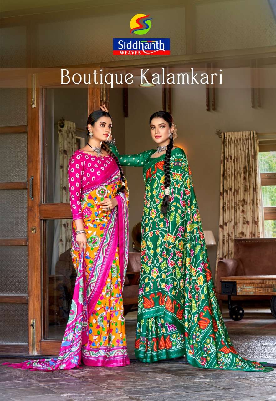 Boutique Kalamkari Printed cotton summer wear saree collecti...