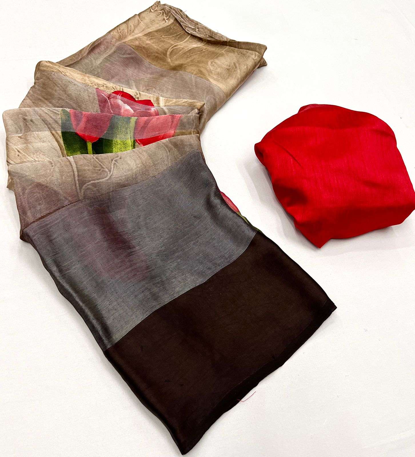 Brasso fabrics with FLower printed regular wear saree collec...