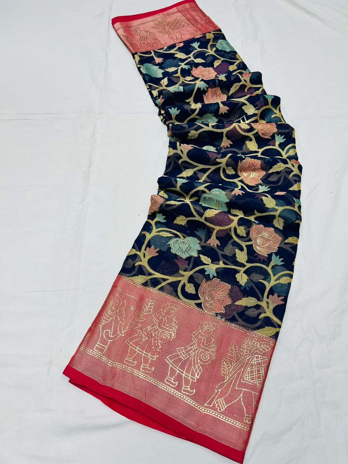 Brasso Fabrics With Foil Printed fancy saree collection