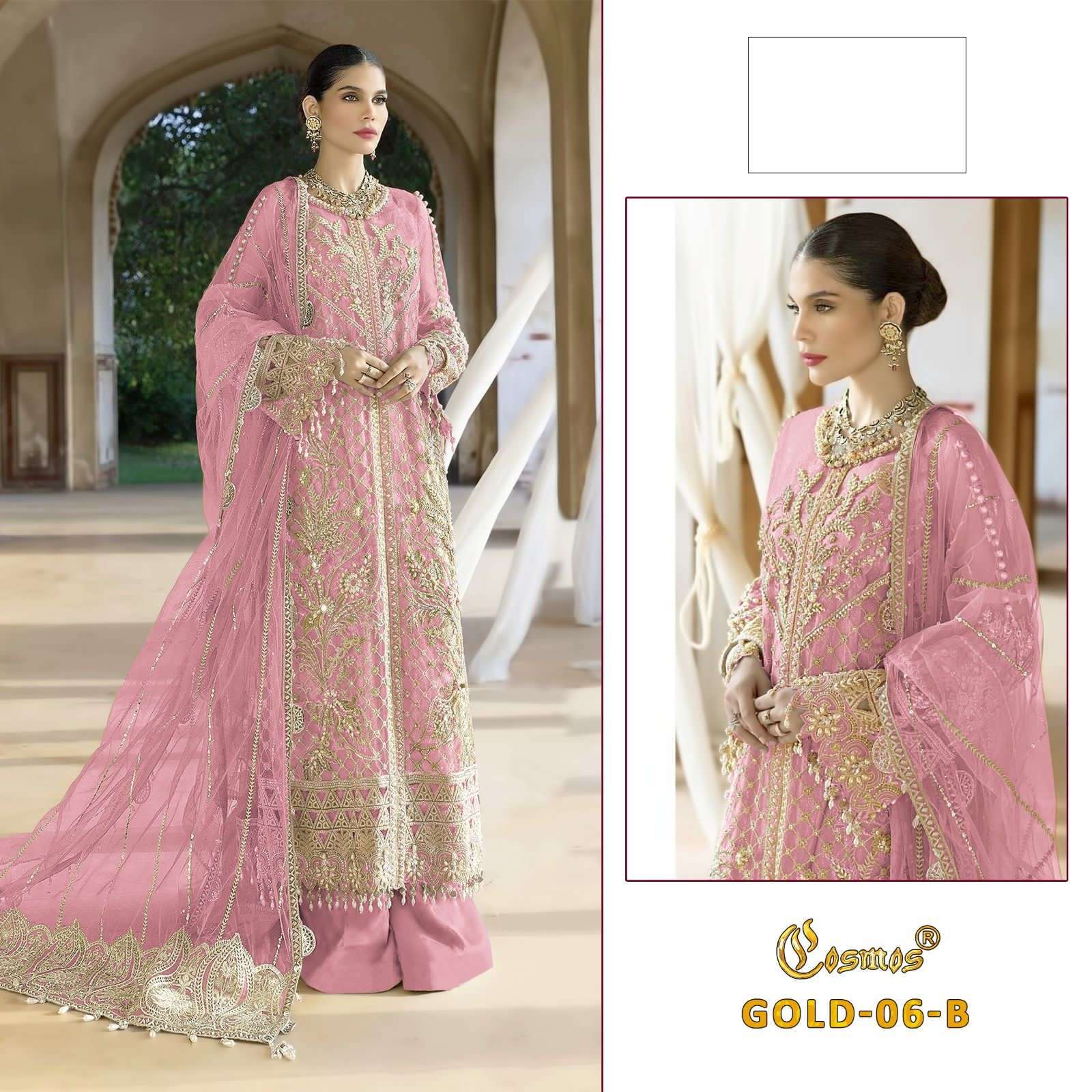COSMOS GOLD VOL 6 SOFT NET EMBROIDERY SALWAR SUITS AT WHOLES...