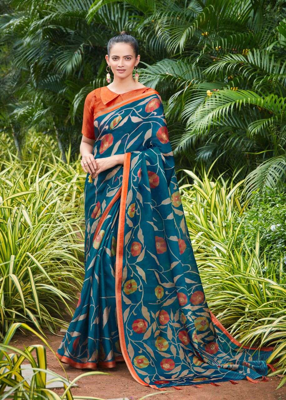 Cotton with fancy Flower Printed Saree collection at best ra...