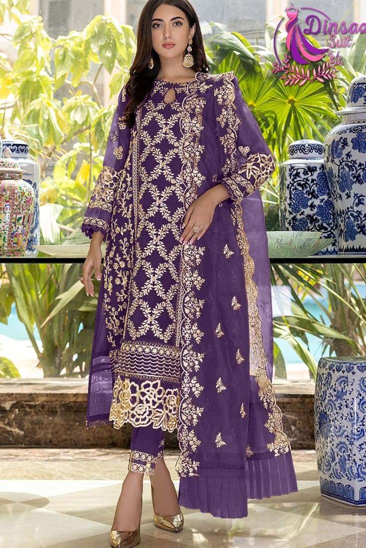 DINSAA SUITS 147 GEORGETTE EMBROIDERED SALWAR SUITS AT WHOLE...