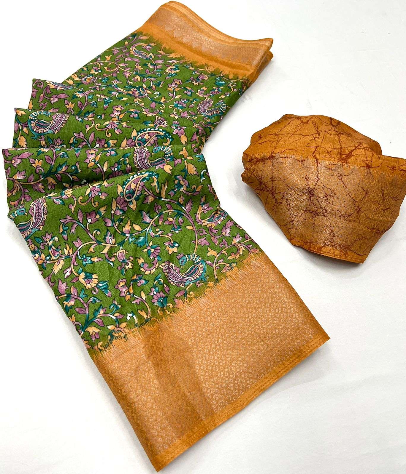Dola silk with Kalamkari Printed fancy saree collection