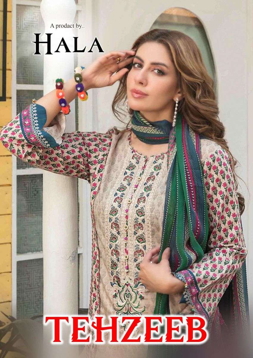 HALA TEHZEEB PURE CAMBRIC COTTON EMBROIDERY SALWAR SUITS WHO...