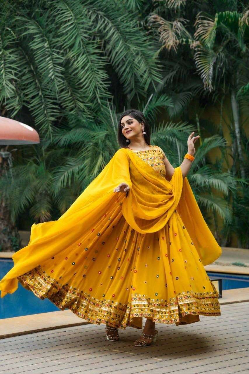 Haldi Function Special Georgette with Embroidery work Design...
