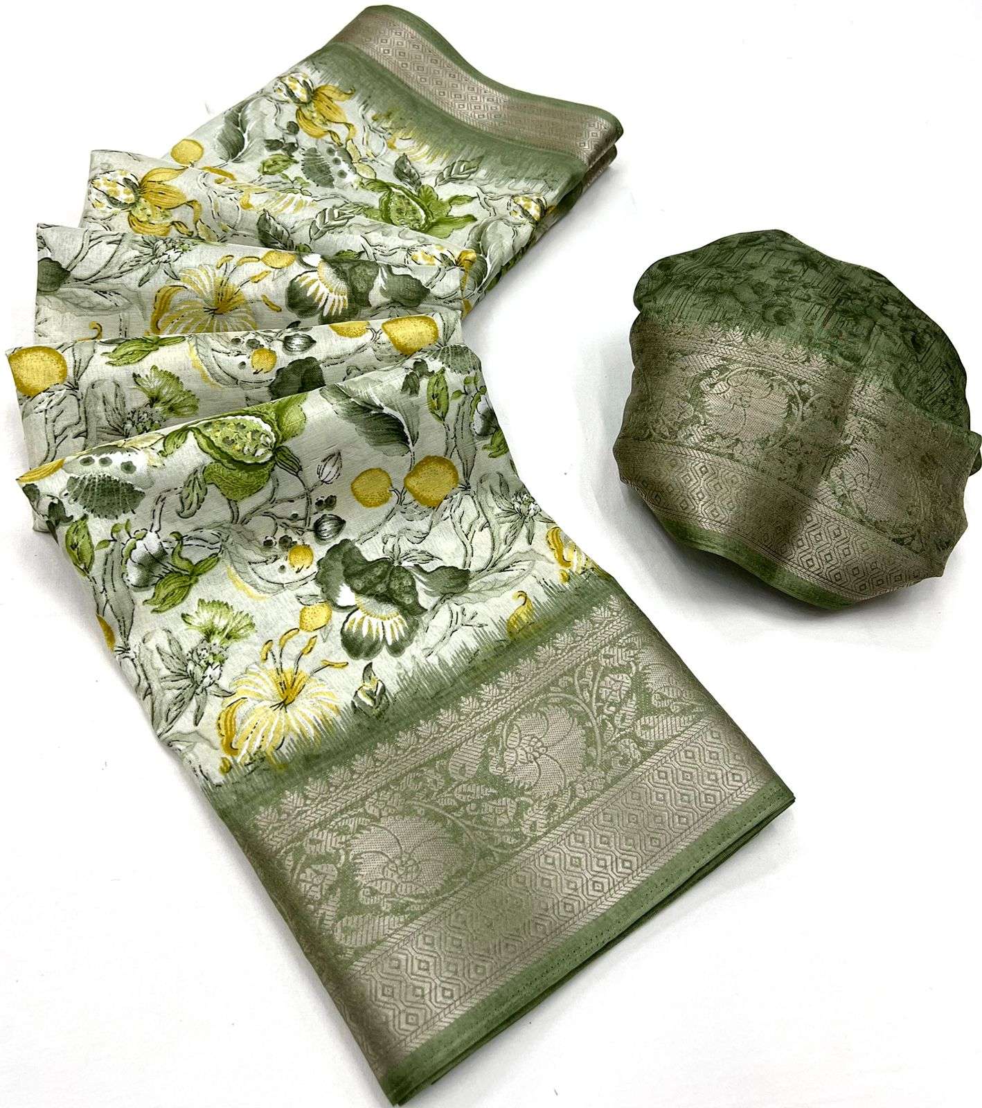 Khyati Dola silk with Flower printed festival wear saree col...