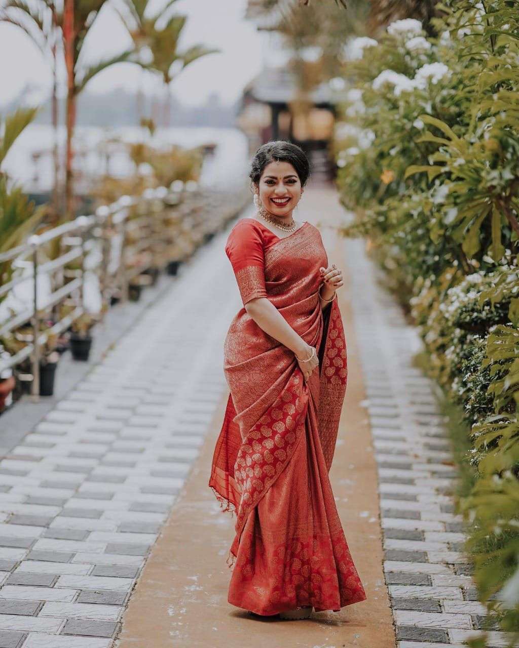 Ladies First Choice Red color banarasi silk saree collection