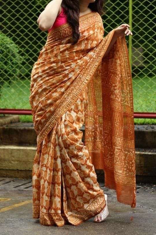 Linen with Printed Summer wear Fancy saree collection at bes...