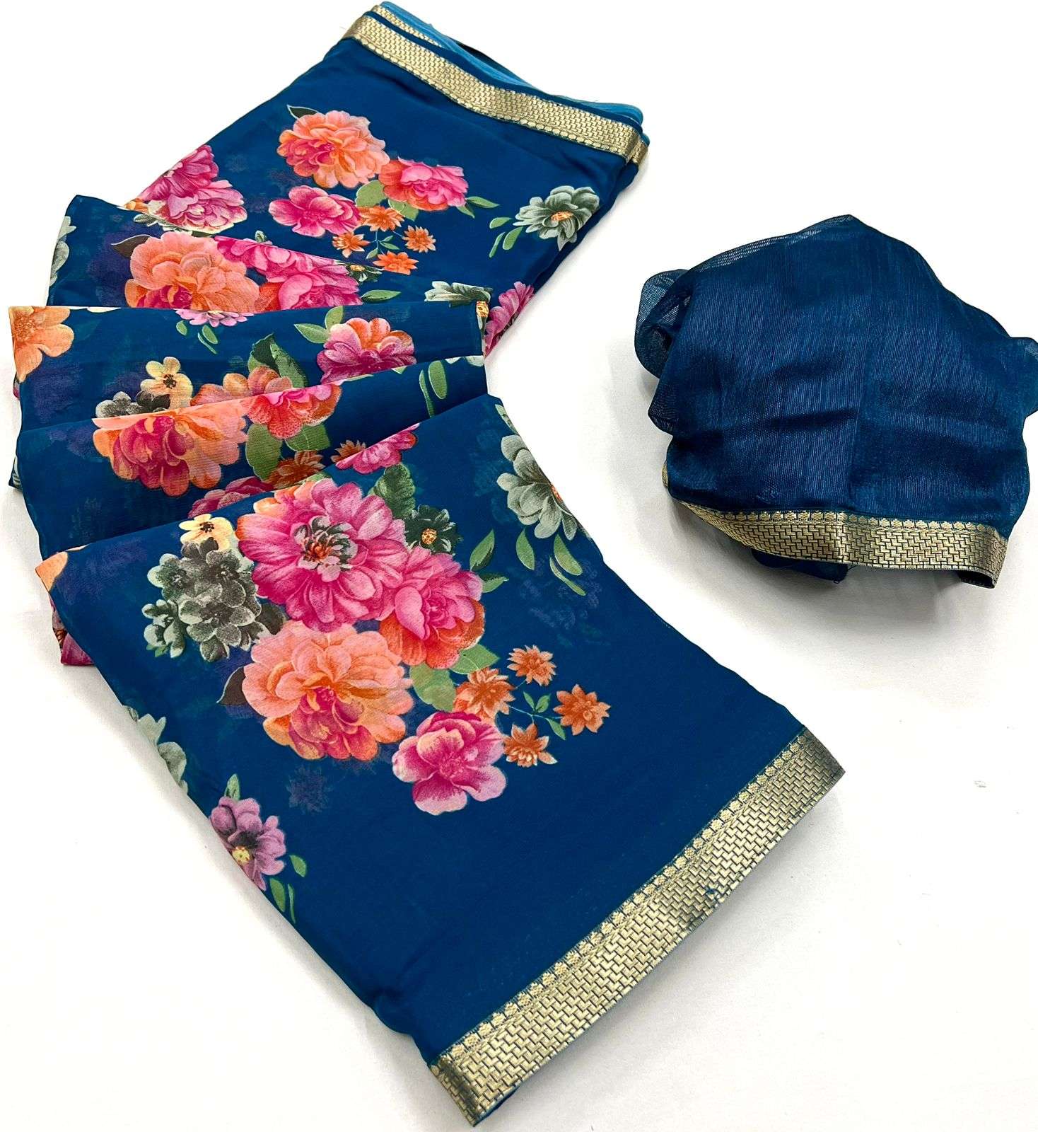 lt fabrics kashvi creation KAVYANJALI Georgette with flower ...
