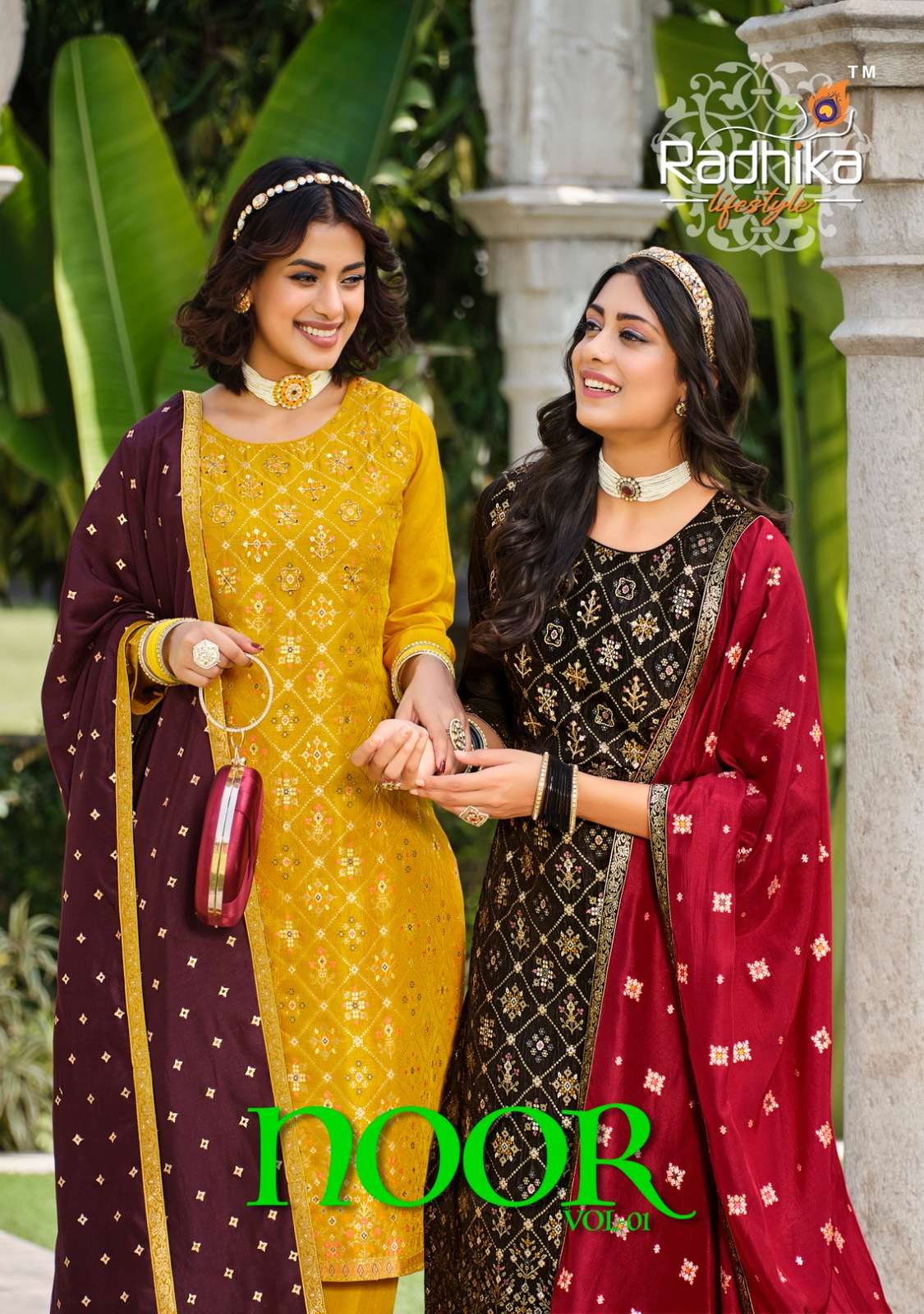 RADHIKA LIFESTYLE NOOR VOL 1 PURE DOLA SILK STITCHED SUITS A...
