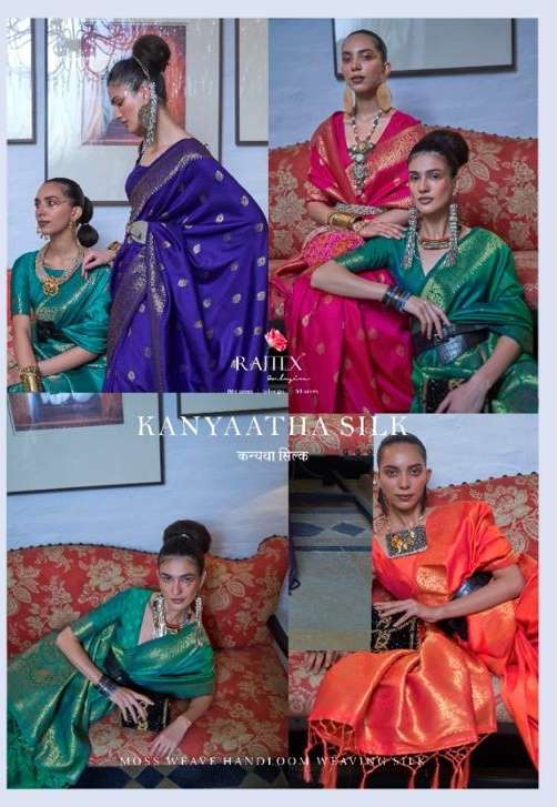 rajtex Kanyaatha Handloom silk with weaving design saree col...