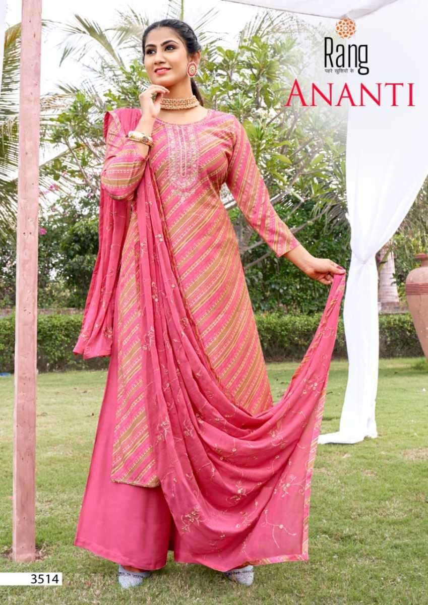 RANG ANANTI MUSLIN FOIL PRINTED EMBROIDERY SUITS WHOLESALE P...
