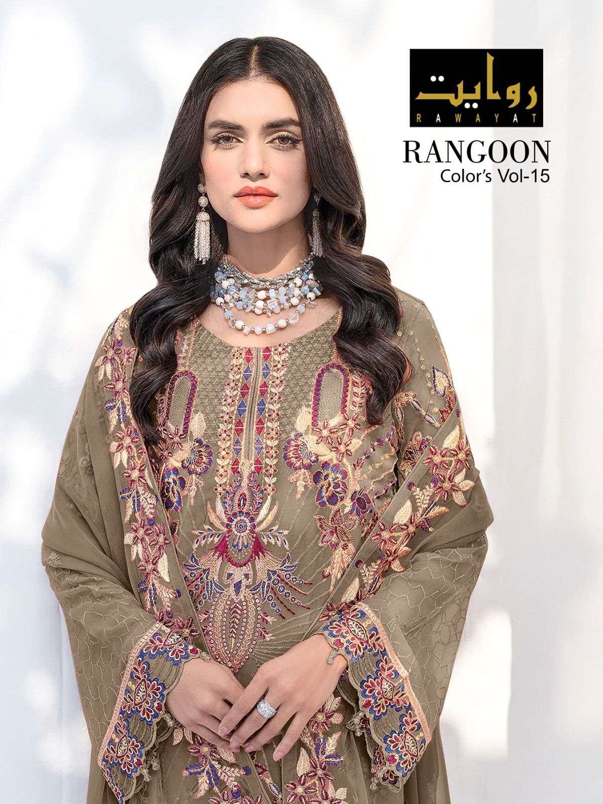 RAWAYAT RANGOON COLORS VOL 15 FAUX GEORGETTE WITH EMBROIDERY...