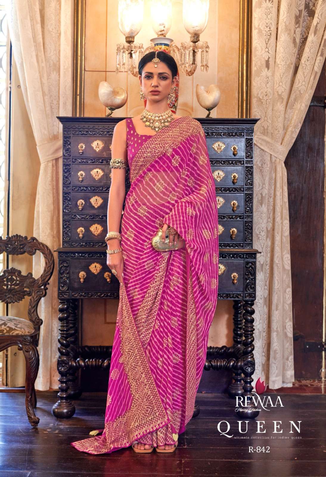 Rewaa Fashion QUEEN Georgette with fancy Look saree collecti...