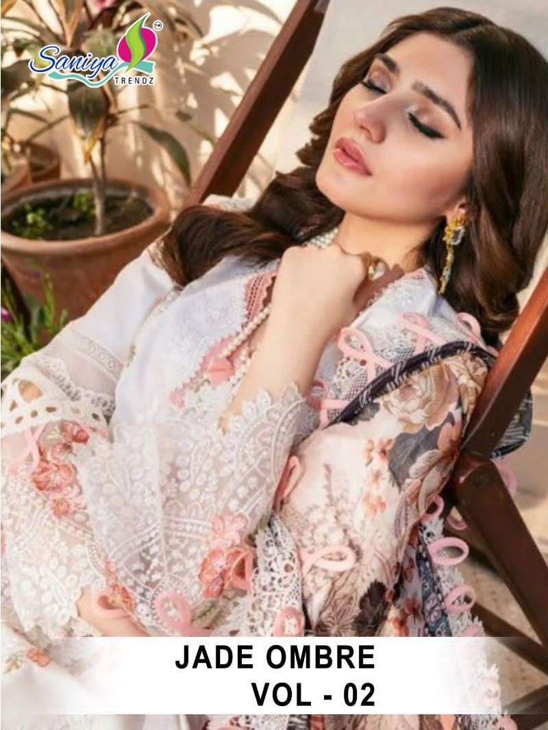 SANIYA TRENDZ JADE OMBRE VOL 2 CAMBRIC COTTON WITH EMBROIDER...